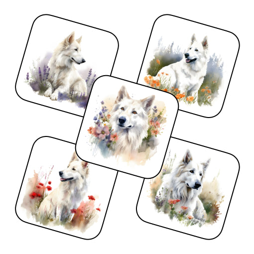 Coasters of White Swiss Shepherds (German Shepherds)