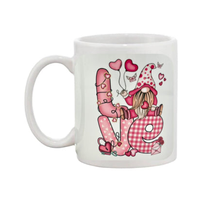Mug - 11oz - “Love” with Gnome and hearts
