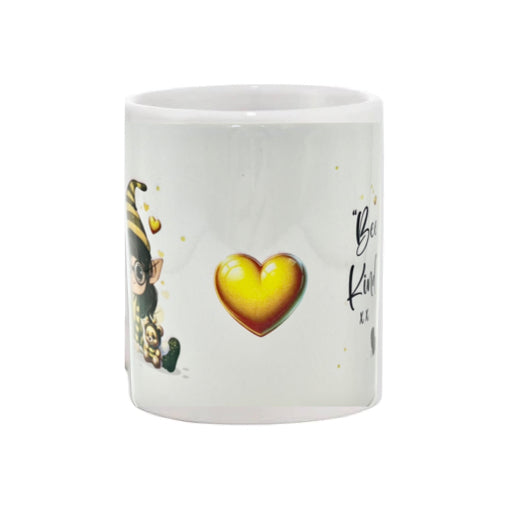 Mug - 11oz - “Bee Kind” with a yellow elf