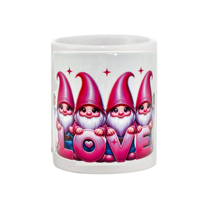 Mug - 11oz - “Love” with pink gnomes & fairies