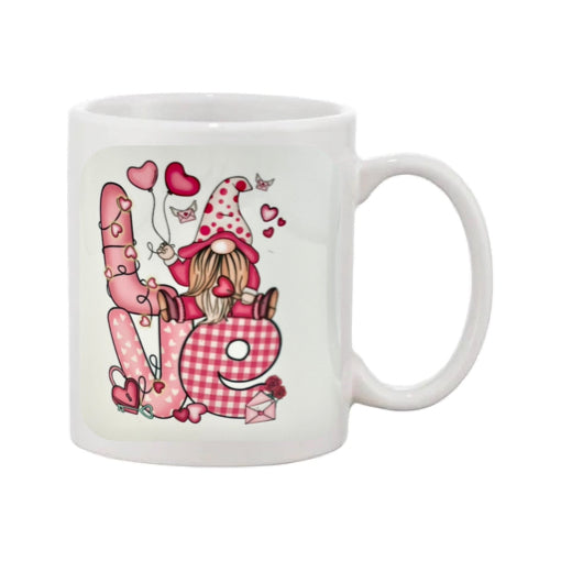 Mug - 11oz - “Love” with Gnome and hearts