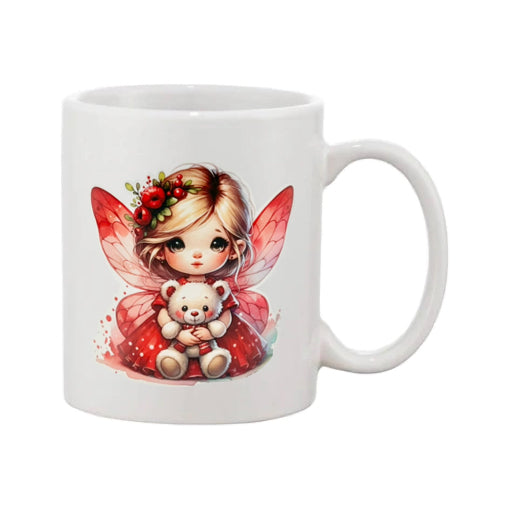 Mug - 11oz - Pink fairy holding a teddy