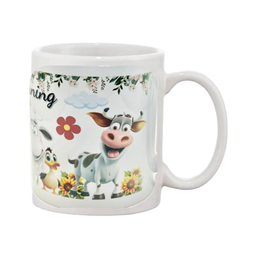 Mug - 11oz - "Good Morning" with cows, ducks, pig and sheep