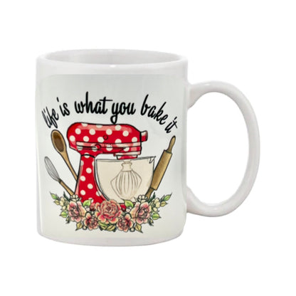 Mug - 11oz - “Life is what you bake it” with food mixer