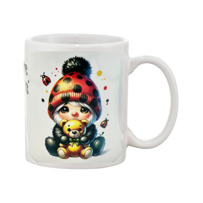 Mug - 11oz - "Love more worry less" ladybird, child and teddy