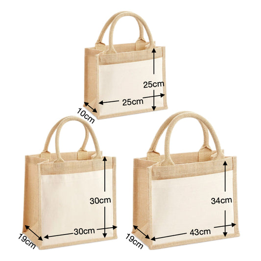 FULLY Customise Jute Tote Bags - upload your own image and add text