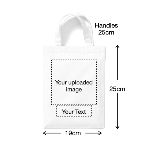 FULLY Customise Small Cotton Tote Bag 2.5ltr - upload your own image and add text