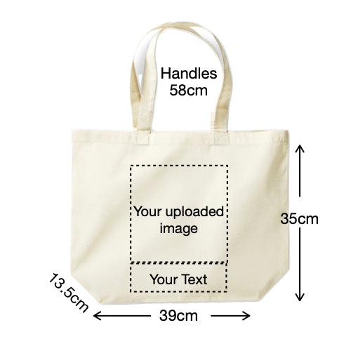 FULLY Customise Cotton Tote Bag 18ltr - upload your own image and add text