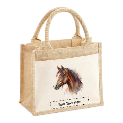 Jute Tote Bags - With 10 different watercolour horse images