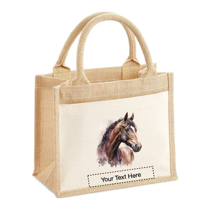 Jute Tote Bags - With 10 different watercolour horse images