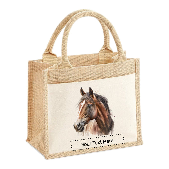 Jute Tote Bags - With 10 different watercolour horse images