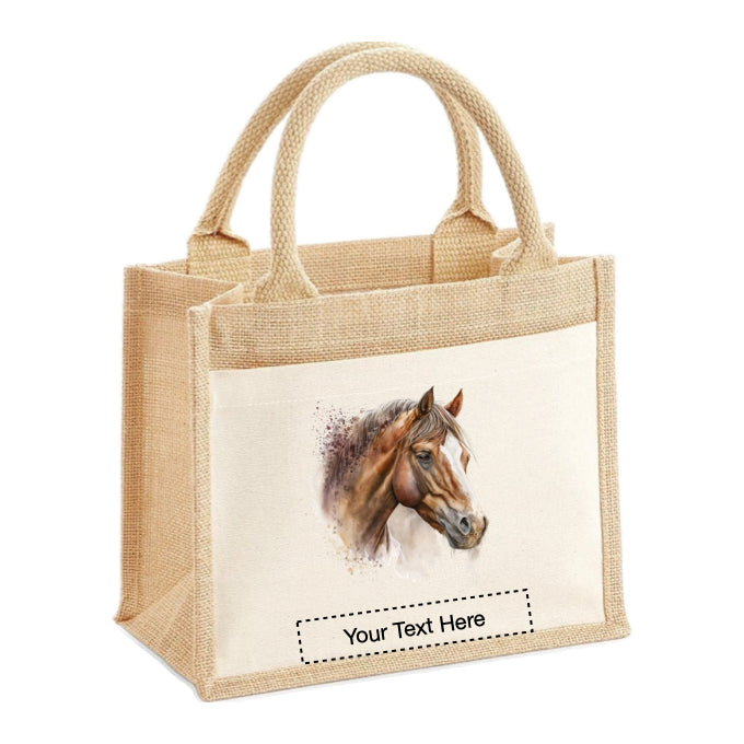 Jute Tote Bags - With 10 different watercolour horse images