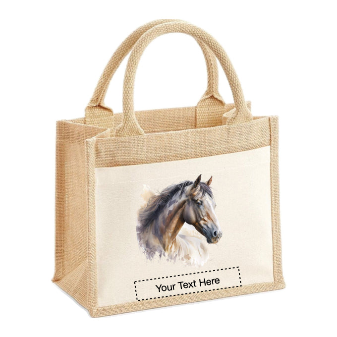 Jute Tote Bags - With 10 different watercolour horse images