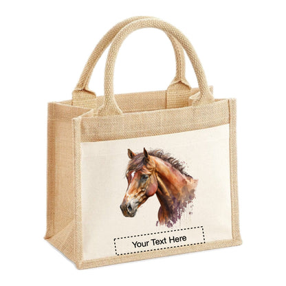 Jute Tote Bags - With 10 different watercolour horse images