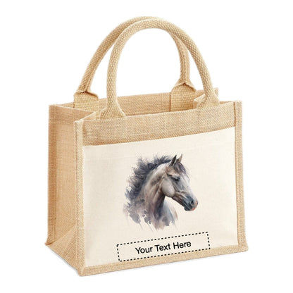 Jute Tote Bags - With 10 different watercolour horse images