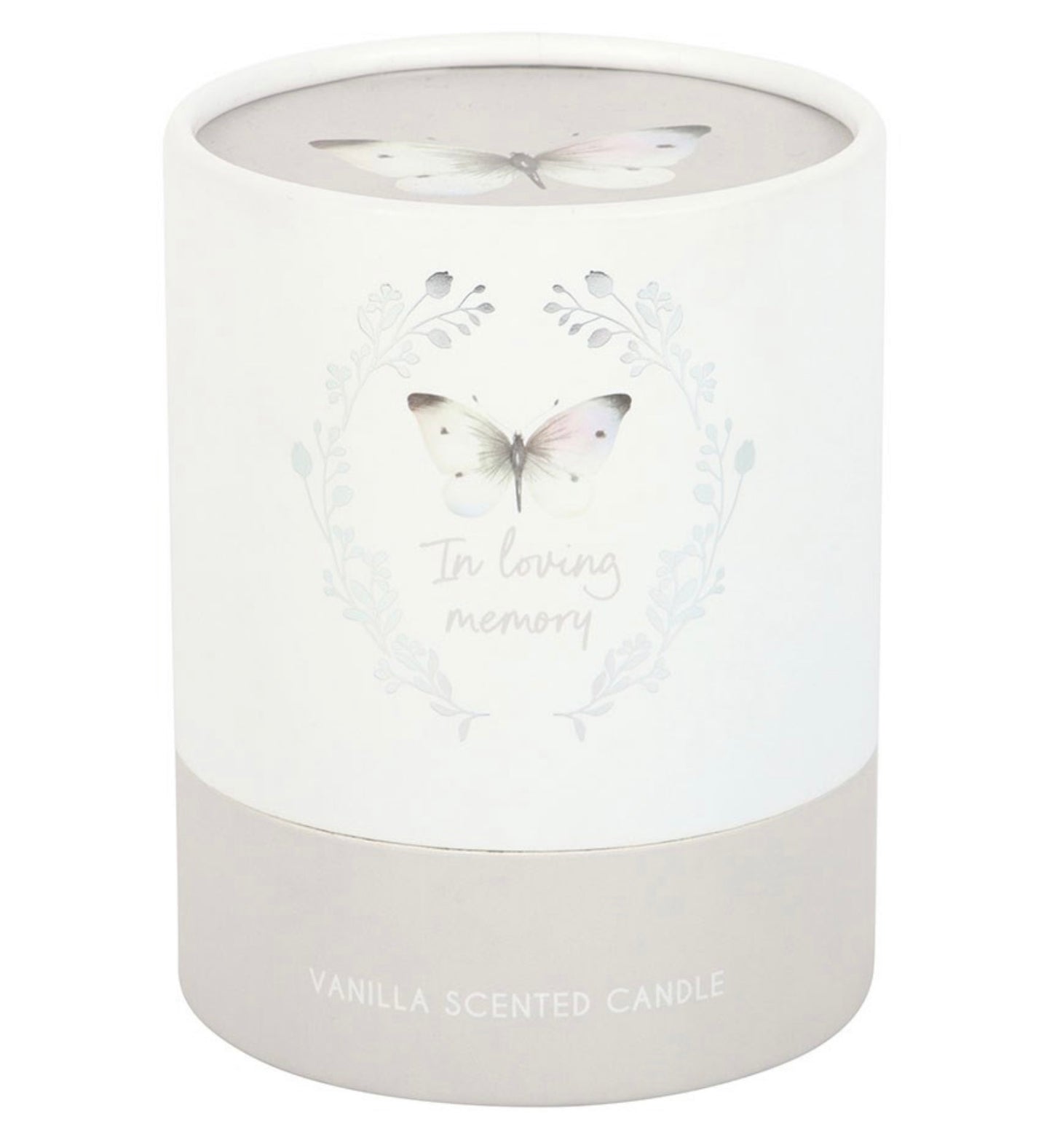 In Loving Memory White Butterfly Vanilla Candle
