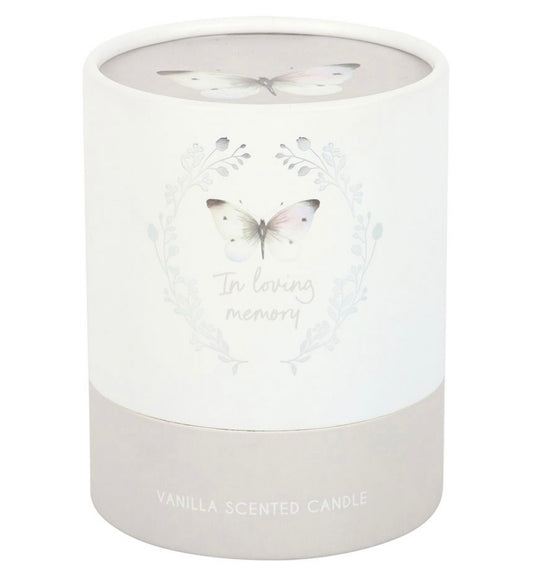 In Loving Memory White Butterfly Vanilla Candle
