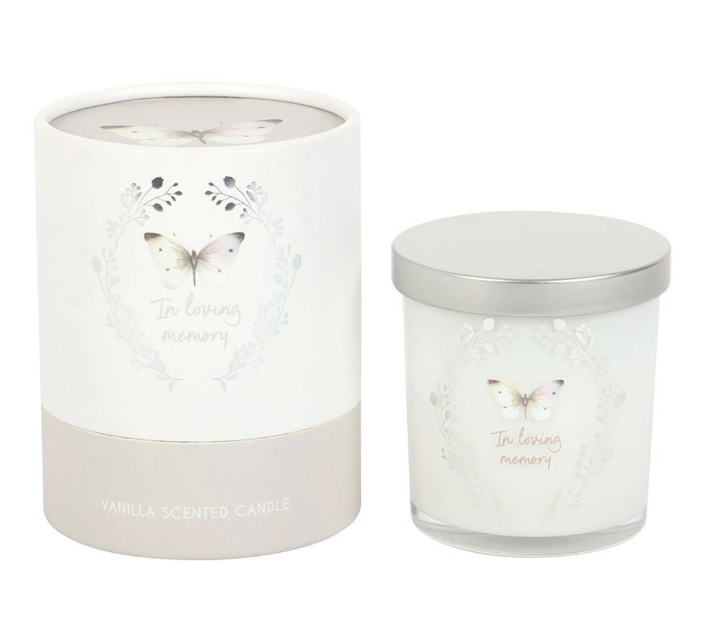 In Loving Memory White Butterfly Vanilla Candle