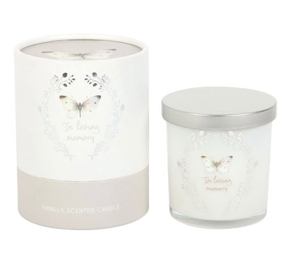 In Loving Memory White Butterfly Vanilla Candle
