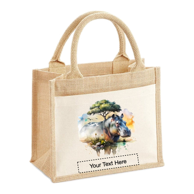 Jute Tote Bags - African Safari Wild Animals