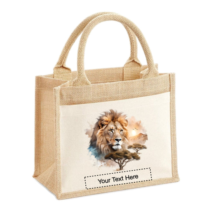 Jute Tote Bags - African Safari Wild Animals