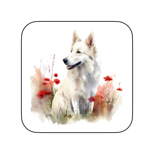 Coasters of White Swiss Shepherds (German Shepherds)