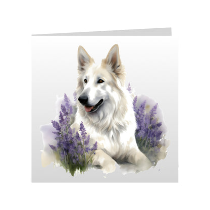 Square Greeting Cards with White Swiss Shepherds (GSD)