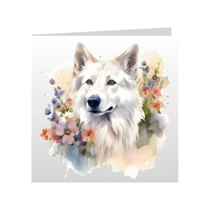 Square Greeting Cards with White Swiss Shepherds (GSD)