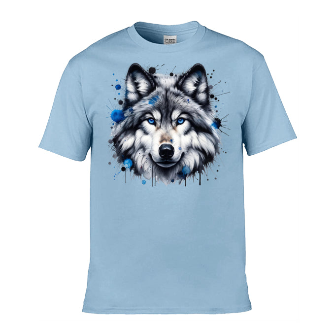 Mens T-Shirt (Gildan Softstyle 64000) - 10 Colours to choose from with Grey Wolf 2