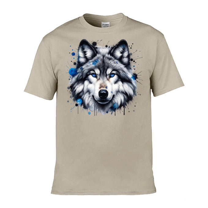 Mens T-Shirt (Gildan Softstyle 64000) - 10 Colours to choose from with Grey Wolf 2