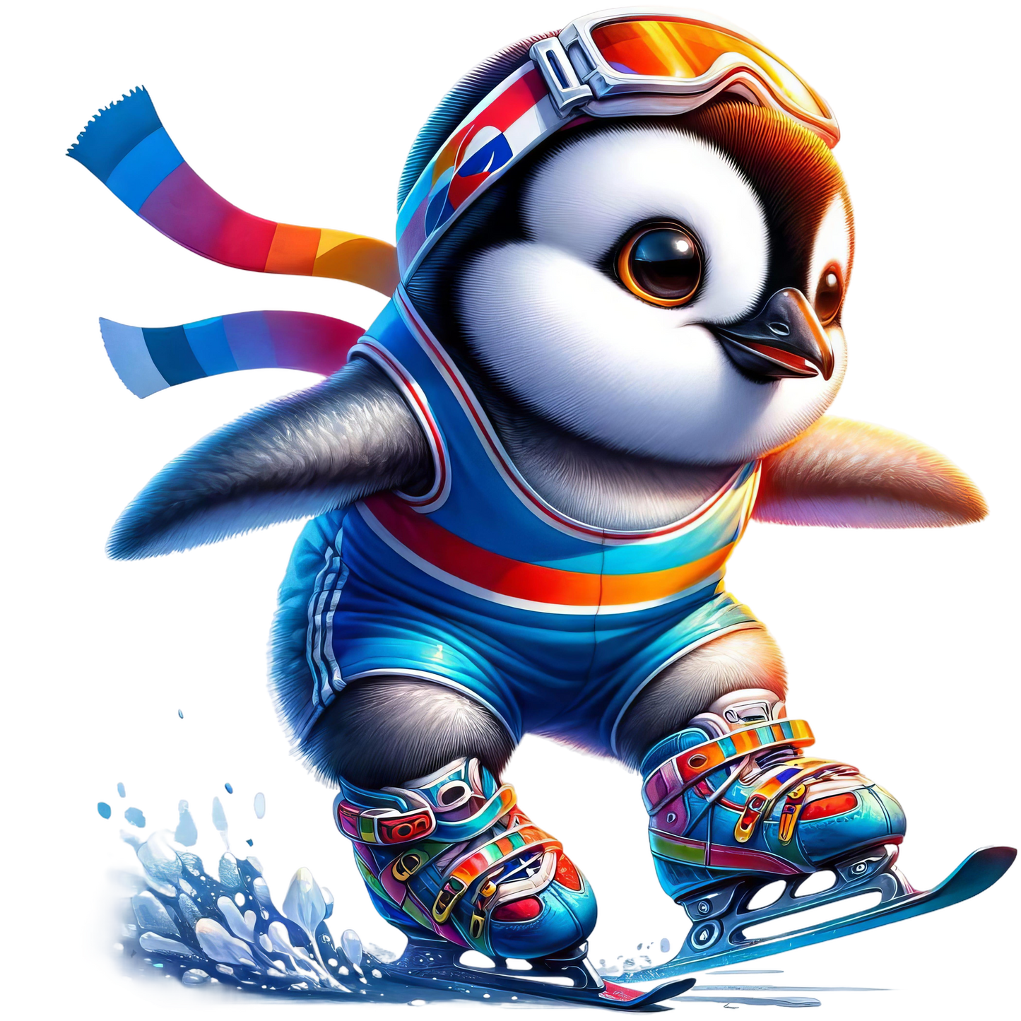 Kids - Christmas Skiing Penguins - Images x10