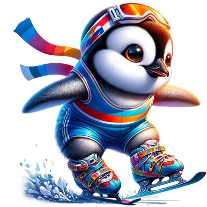 Kids - Christmas Skiing Penguins - Images x10