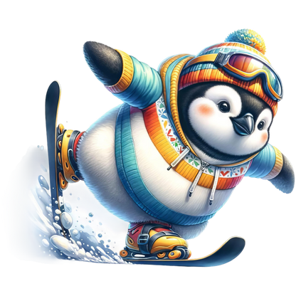 Kids - Christmas Skiing Penguins - Images x10