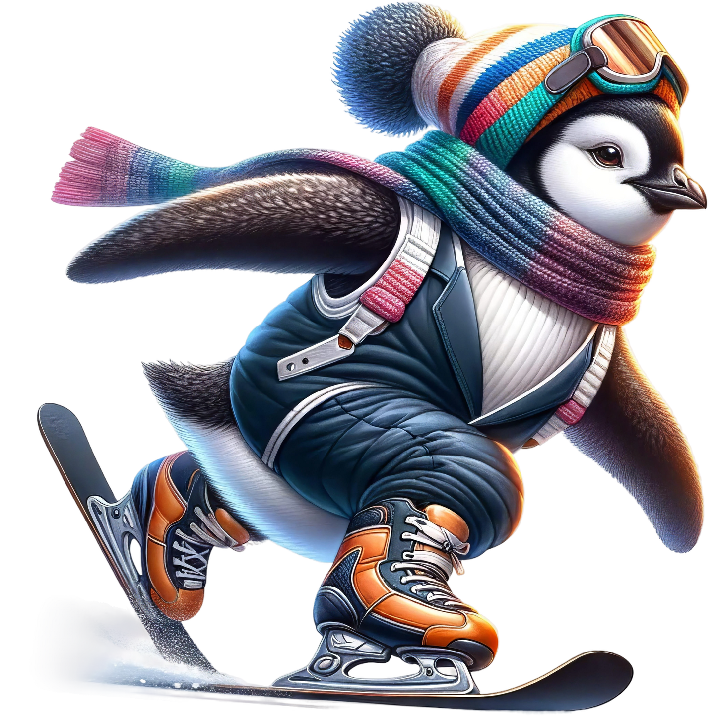 Kids - Christmas Skiing Penguins - Images x10