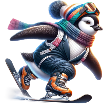 Kids - Christmas Skiing Penguins - Images x10