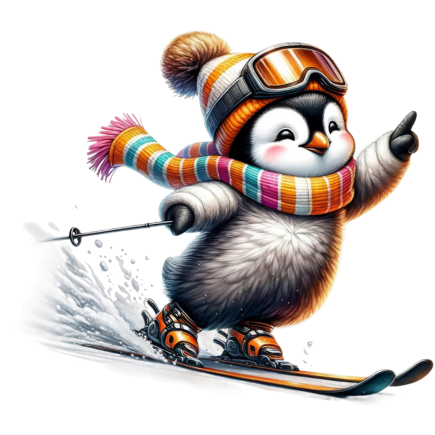 Kids - Christmas Skiing Penguins - Images x10