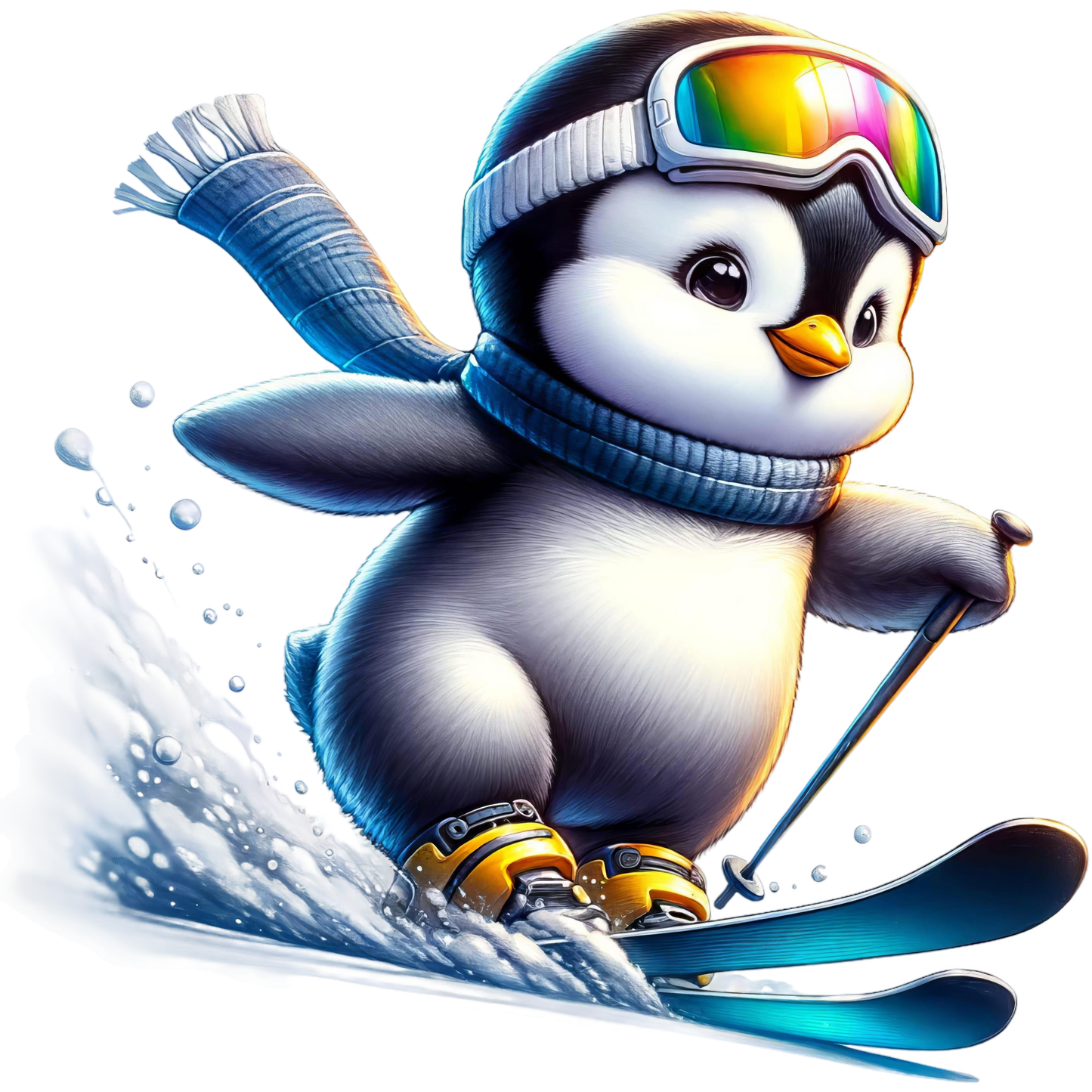 Kids - Christmas Skiing Penguins - Images x10