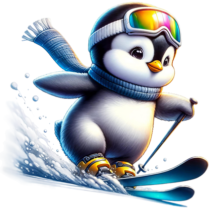 Kids - Christmas Skiing Penguins - Images x10