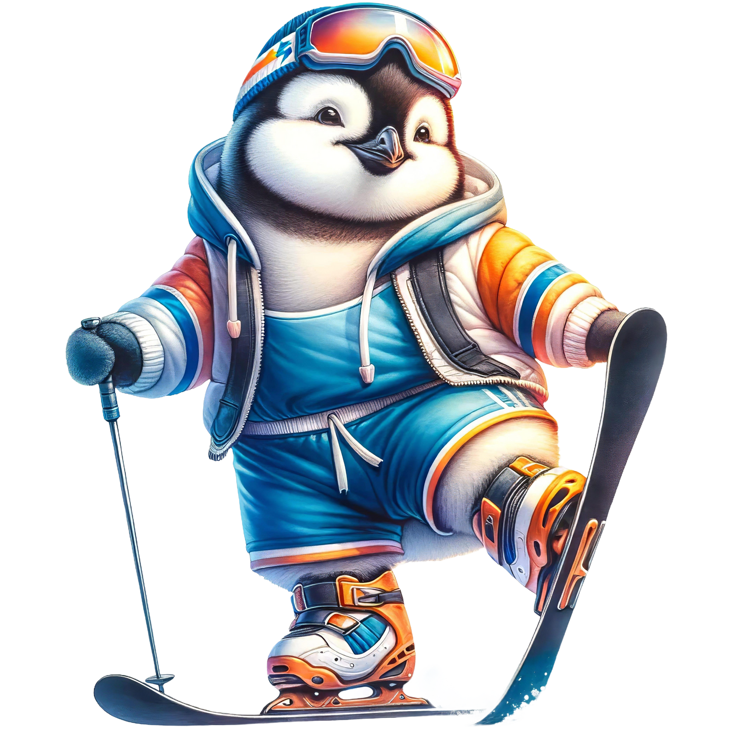 Kids - Christmas Skiing Penguins - Images x10