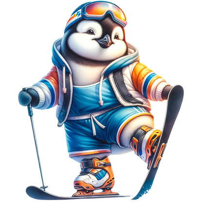 Kids - Christmas Skiing Penguins - Images x10