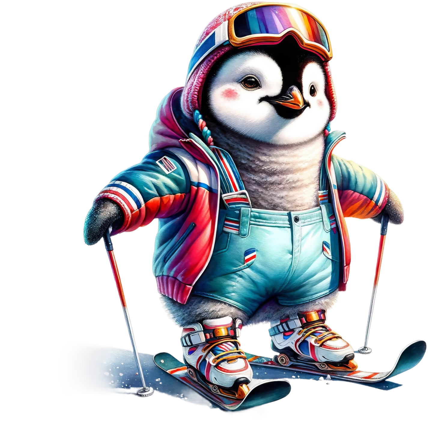 Kids - Christmas Skiing Penguins - Images x10