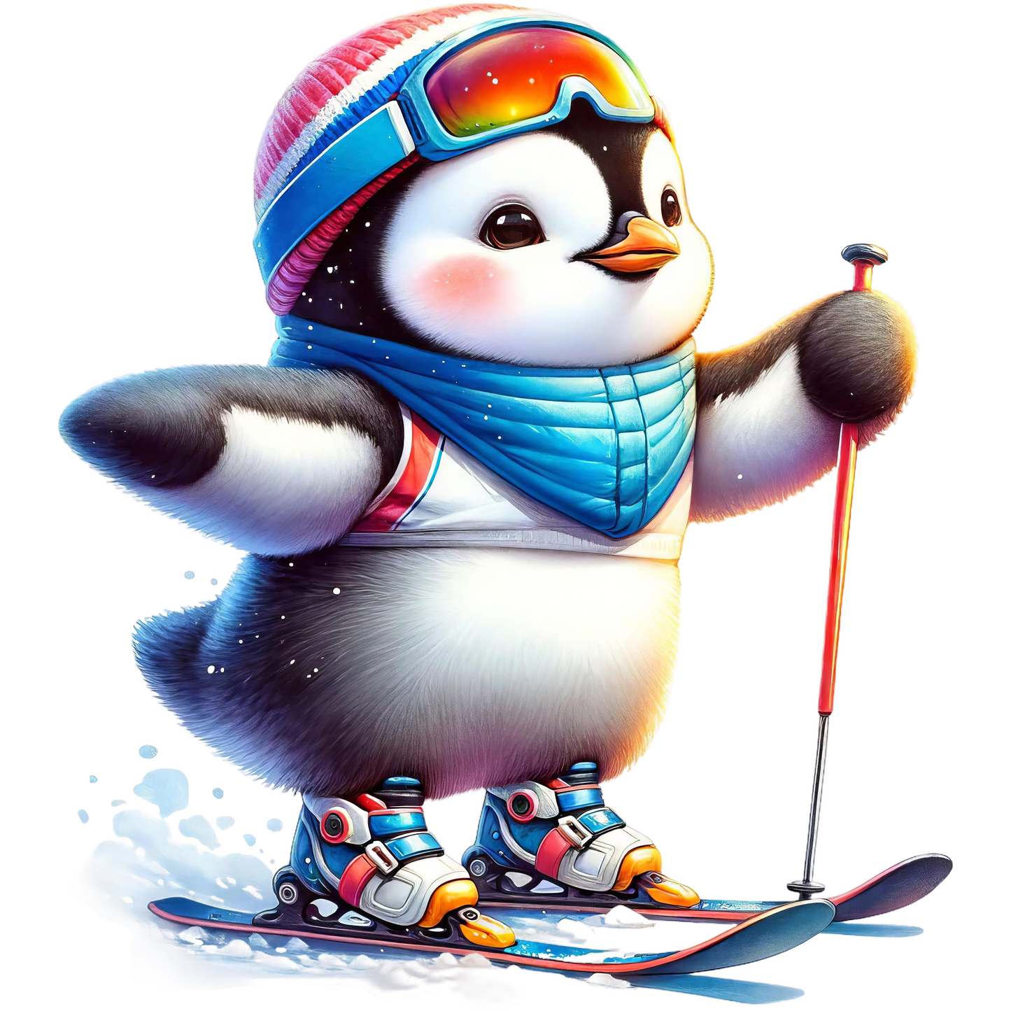 Kids - Christmas Skiing Penguins - Images x10