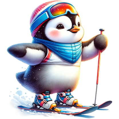 Kids - Christmas Skiing Penguins - Images x10
