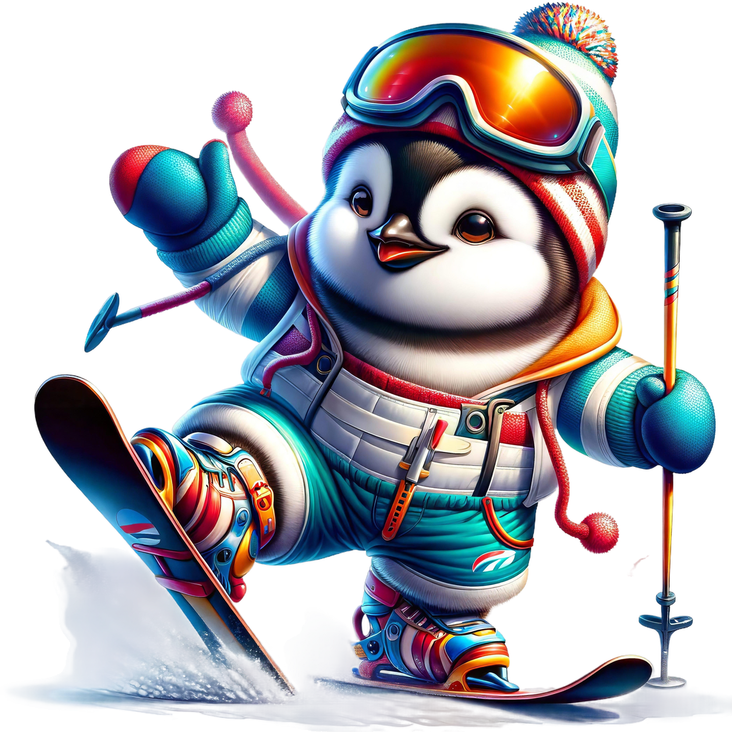 Kids - Christmas Skiing Penguins - Images x10