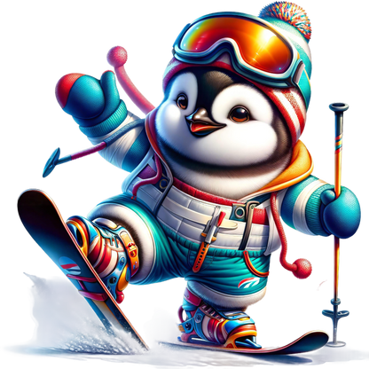 Kids - Christmas Skiing Penguins - Images x10