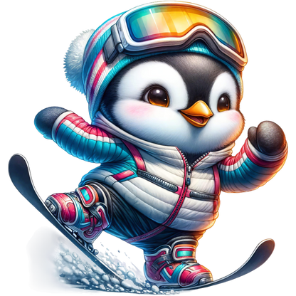 Kids - Christmas Skiing Penguins - Images x10
