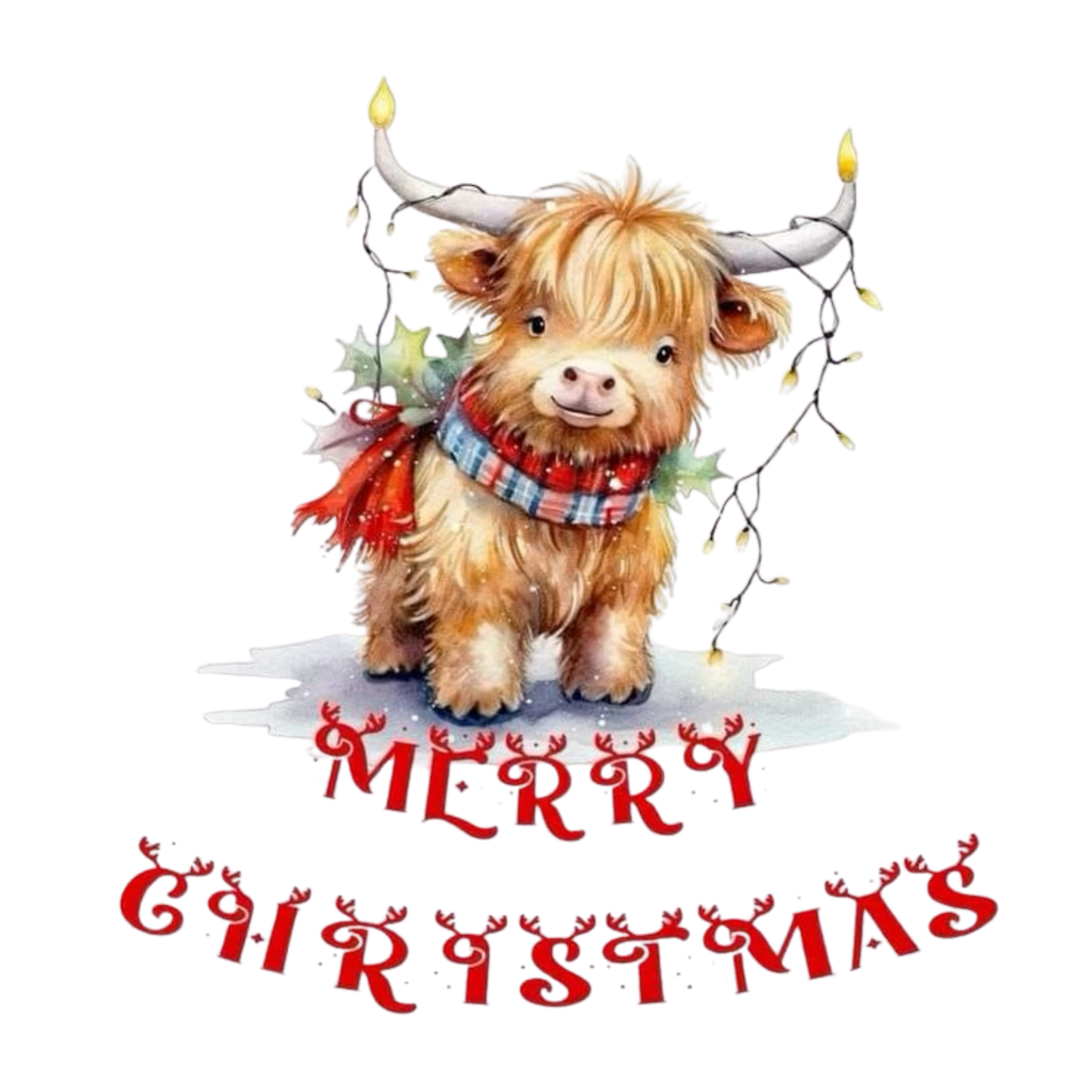 Kids - Christmas Highland Cows with Sayings - Images x9