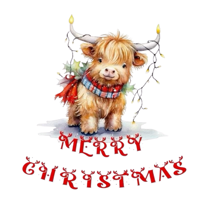 Kids - Christmas Highland Cows with Sayings - Images x9