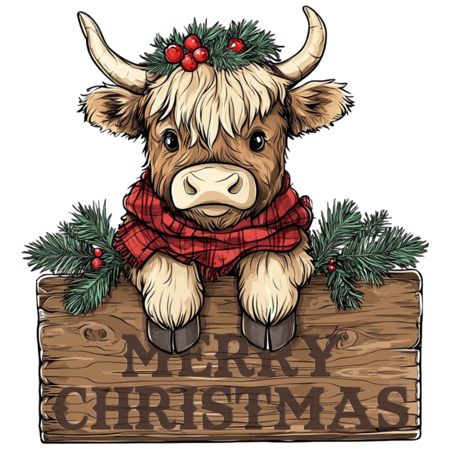 Kids - Christmas Highland Cows with Sayings - Images x9