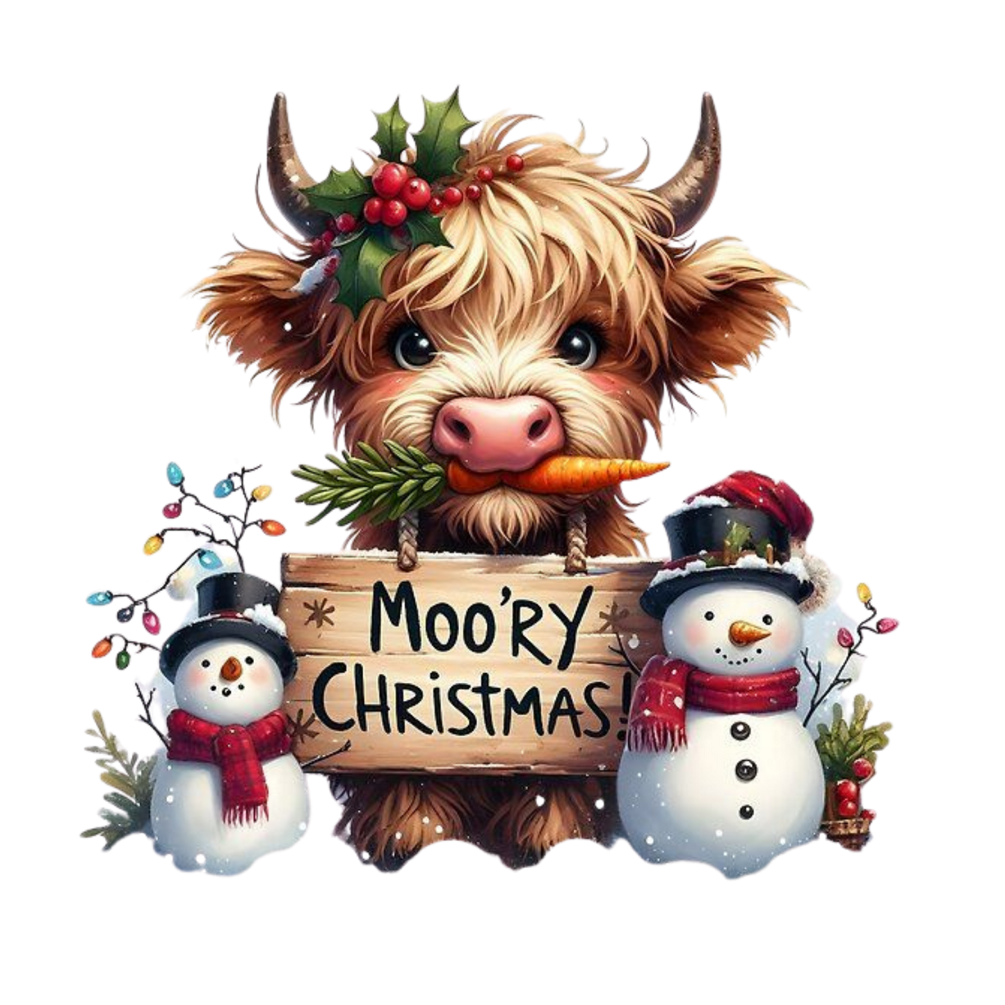 Kids - Christmas Highland Cows with Sayings - Images x9